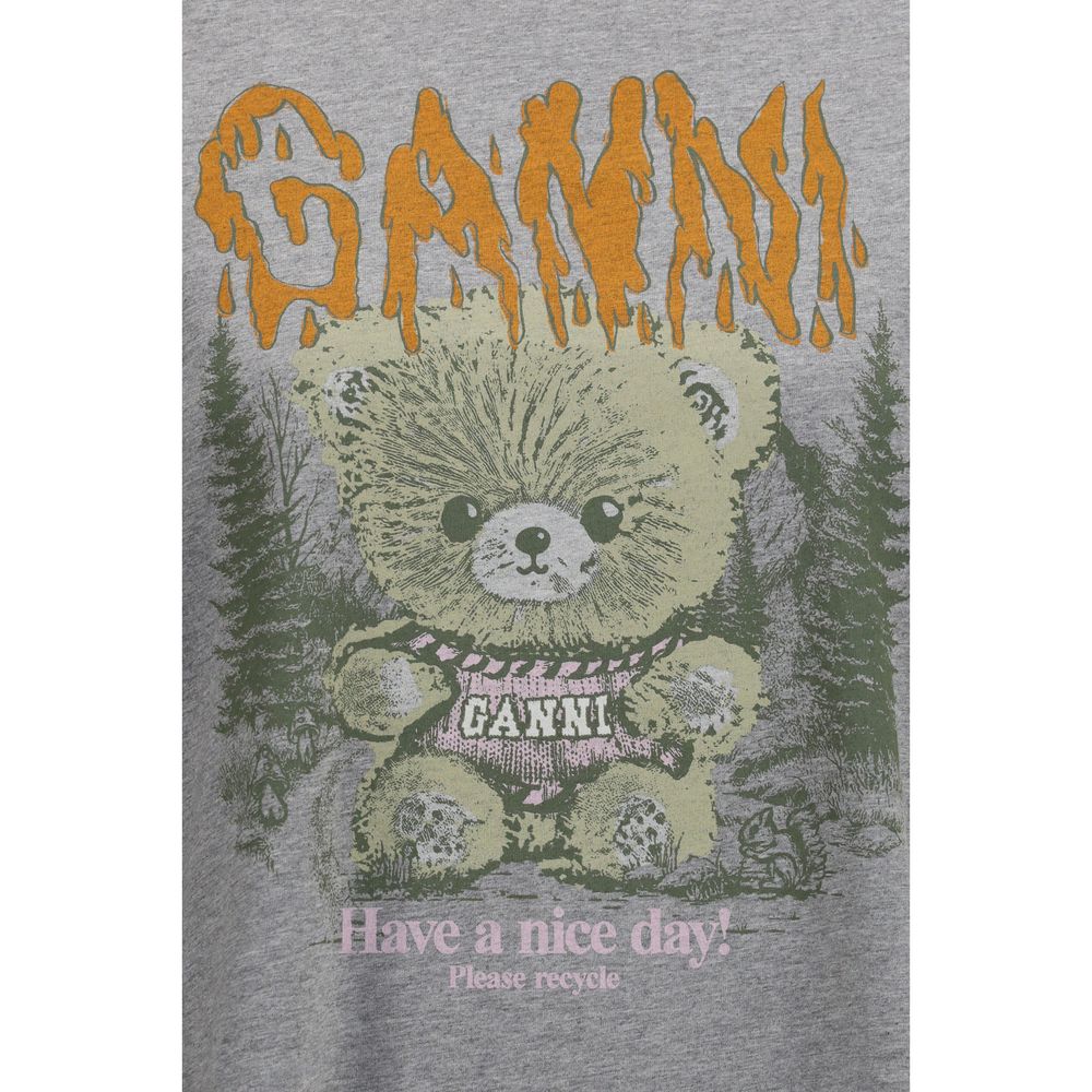 Ganni Graues Baumwoll-T-Shirt – Ansicht 3 | Arca Lucia
