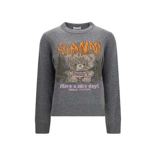 Ganni Grauer Teddy-Pullover aus Wollmix