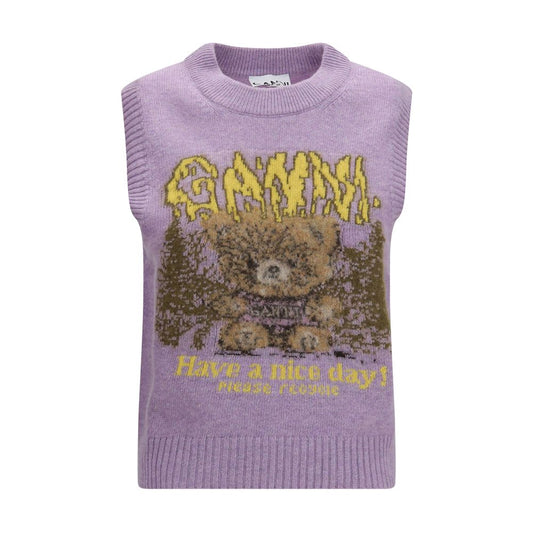 Ganni Grauer Strickpullover aus Alpaka Vicugna Pacos ohne Ärmel