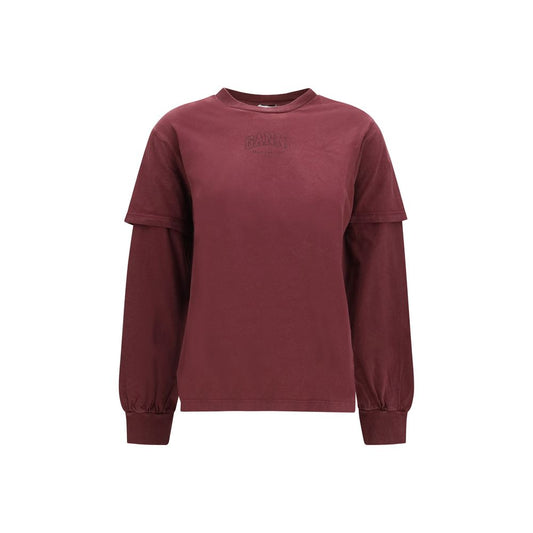 Ganni Sweatshirt aus Baumwolle in Bordeaux