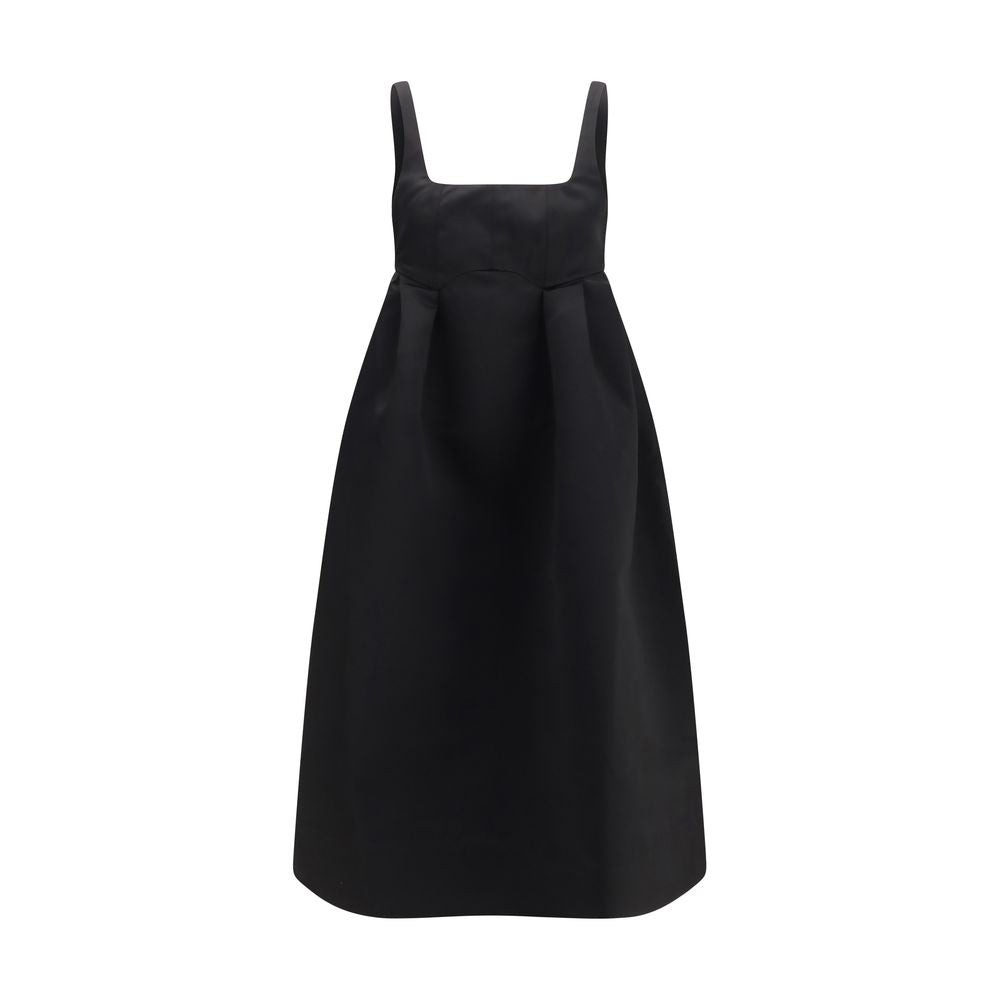 Ganni Schwarzes Duchesse-Satin-Midikleid