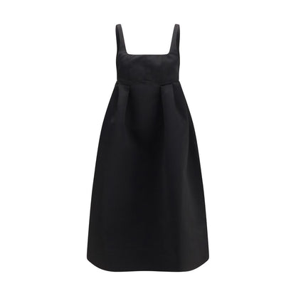 Ganni Schwarzes Duchesse-Satin-Midikleid
