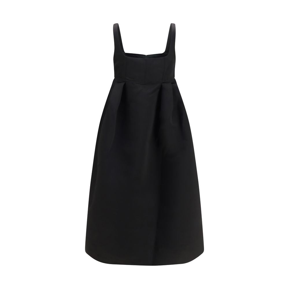 Ganni Schwarzes Duchesse-Satin-Midikleid