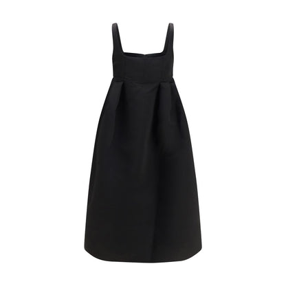 Ganni Schwarzes Duchesse-Satin-Midikleid