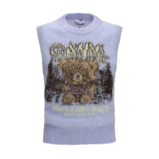 Ganni Blaues Alpaka-Sweatshirt