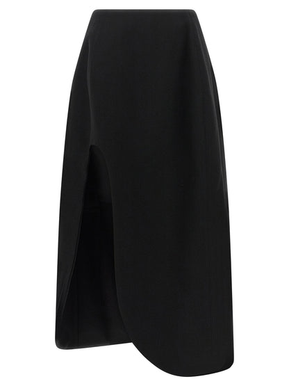 Jil Sander Schwarzer Midirock aus Schurwolle