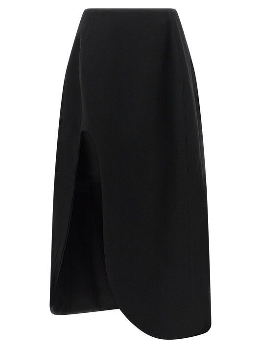 Jil Sander Schwarzer Midirock aus Schurwolle