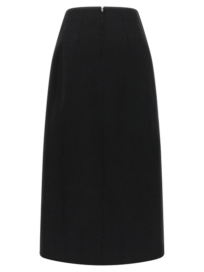 Jil Sander Schwarzer Midirock aus Schurwolle – Produktansicht 2