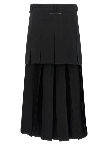 MM6 Maison Margiela Schwarzer Midirock aus Polyester – Produktansicht 2