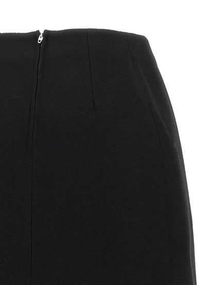 Jil Sander Schwarzer Midirock aus Schurwolle – Produktansicht 4