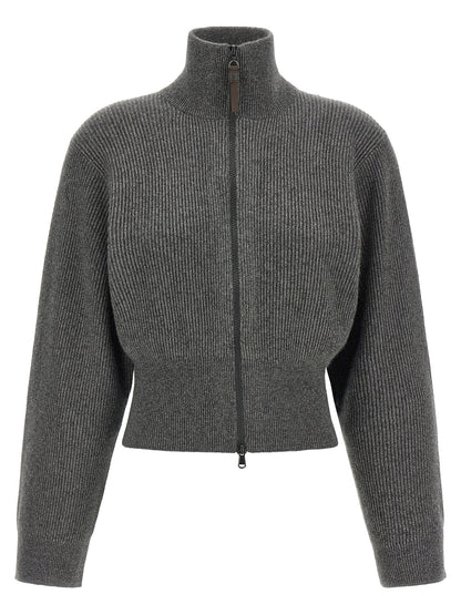Brunello Cucinelli Grauer Cardigan aus Kaschmirmischung – Produktansicht 1 | Arca Lucia