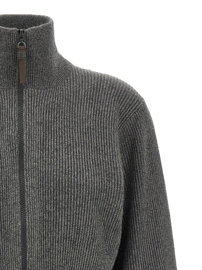 Brunello Cucinelli Grauer Cardigan aus Kaschmirmischung – Produktansicht 3 | Arca Lucia