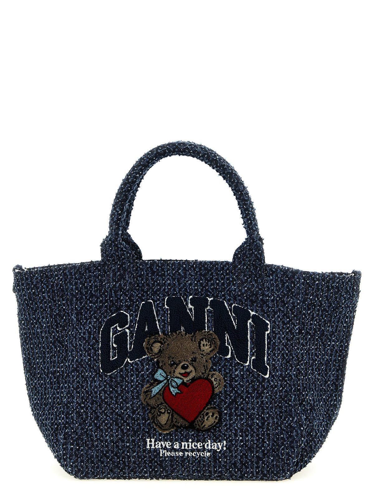 Borsa tote Ganni in cotone biologico blu