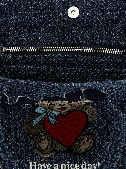 Borsa tote Ganni in cotone biologico blu