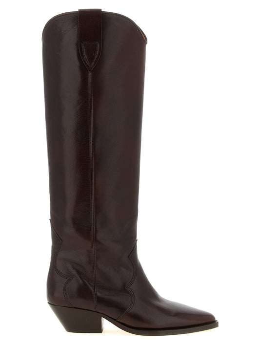 Isabel Marant Over-the-Knee Boots in-Cowhide – Burgundy
