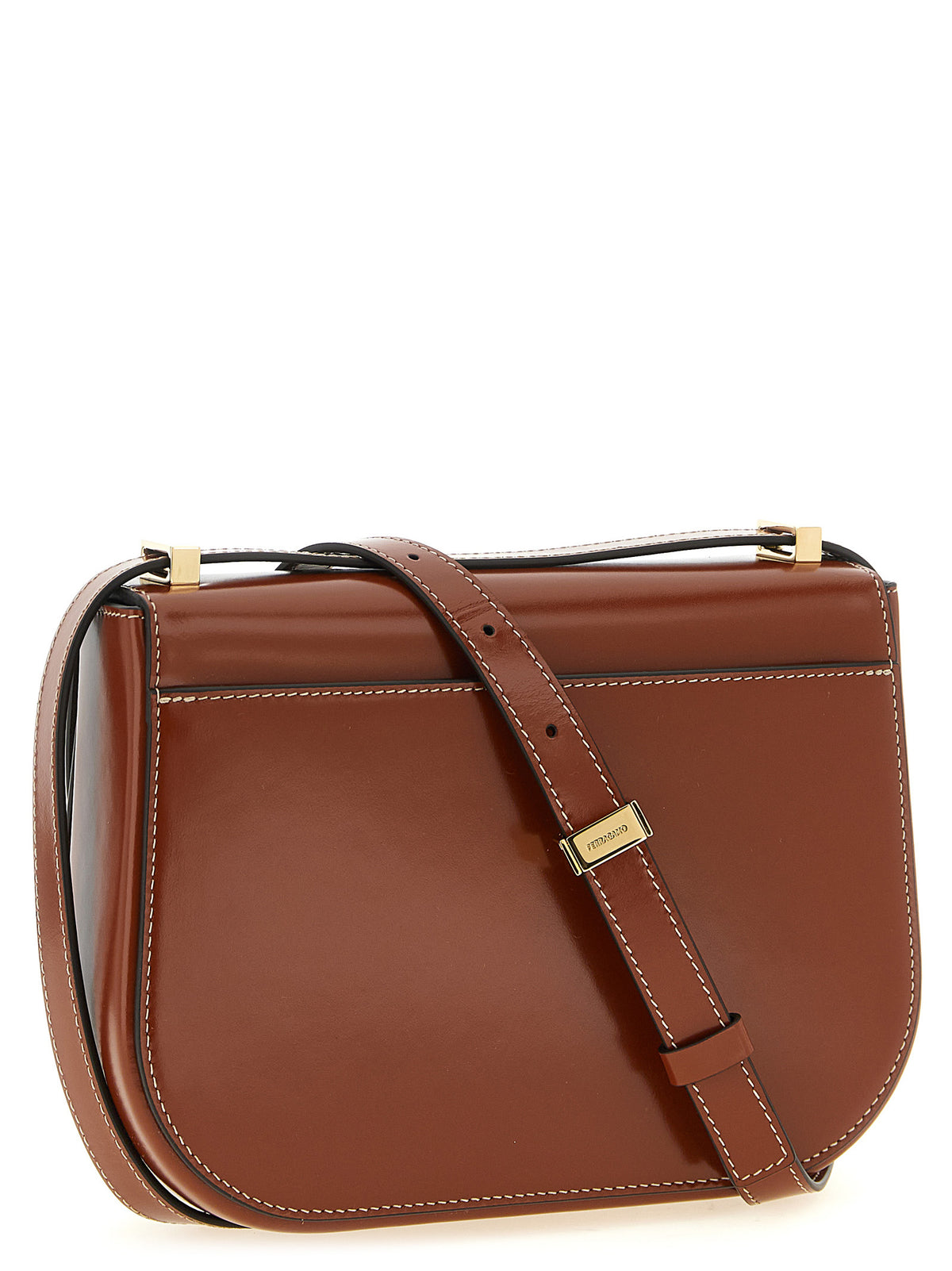 Ferragamo Borsa a Tracolla in Pelle di Vitello – Marrone