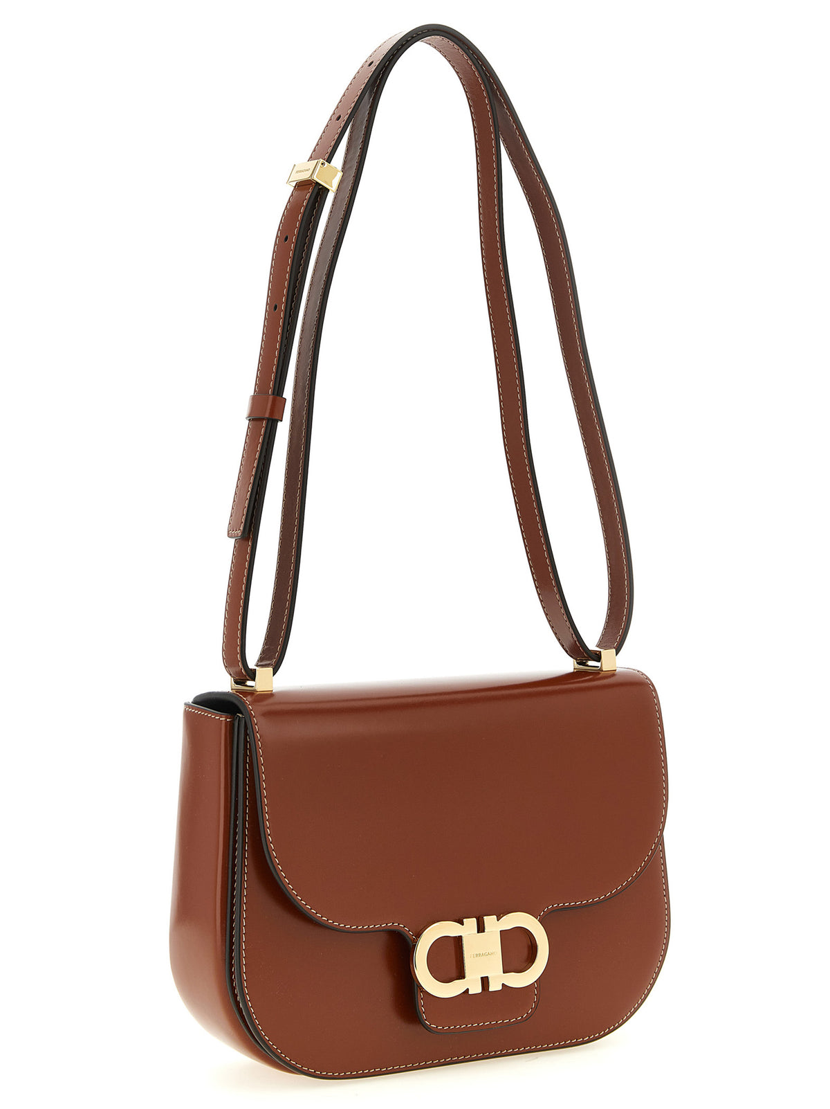 Ferragamo Borsa a Tracolla in Pelle di Vitello – Marrone