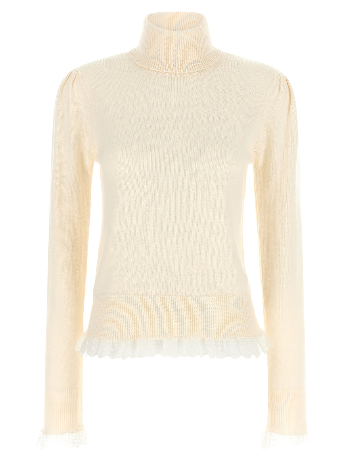 Ganni Weißer Merinowoll-Rollkragenpullover