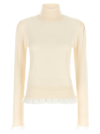 Ganni Weißer Merinowoll-Rollkragenpullover