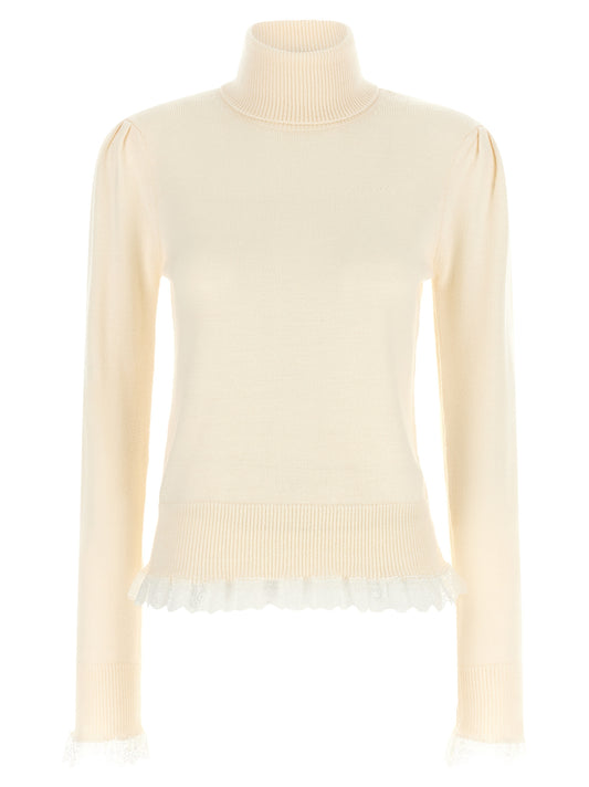 Ganni Weißer Merinowoll-Rollkragenpullover