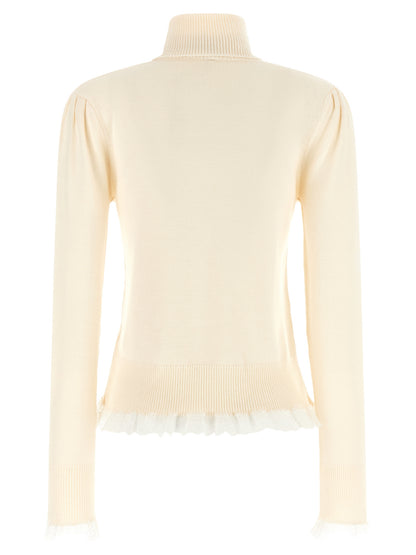 Ganni Weißer Merinowoll-Rollkragenpullover