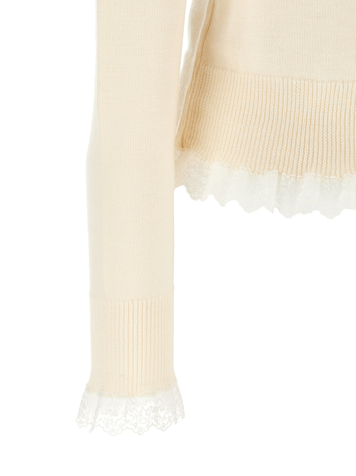 Ganni Weißer Merinowoll-Rollkragenpullover
