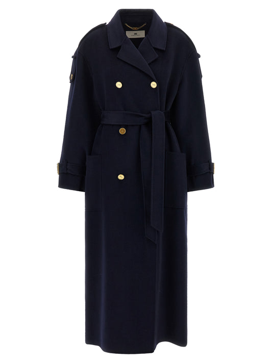 Elisabetta Franchi Wool Coat – Blue