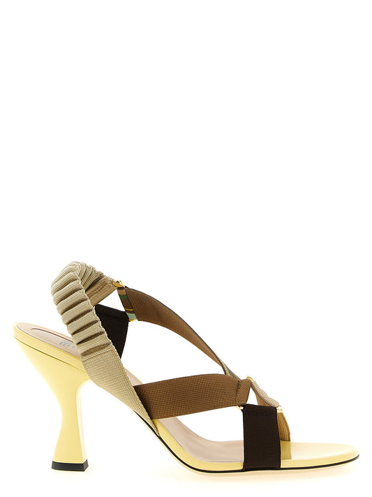 Fendi Midi-Absatzdécolleté in multicolorer viscosa
