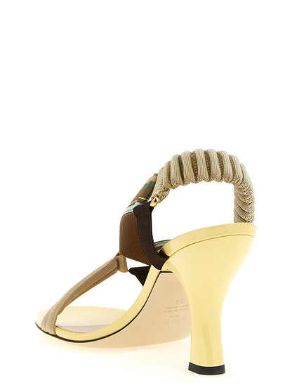 Fendi Midi-Absatzdécolleté in multicolorer viscosa