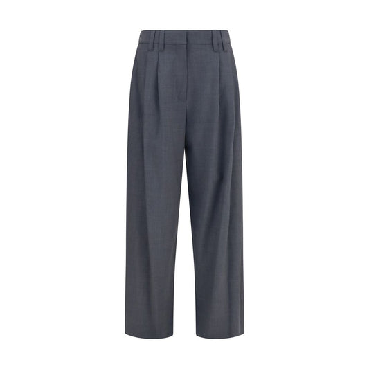 Pantaloni da completo grigi in lana merino con Monili di Brunello Cucinelli