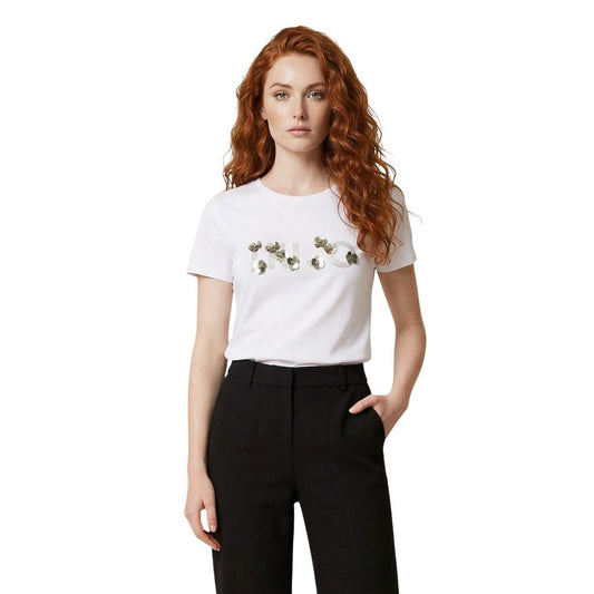 Liu Jo Cremefarbenes Baumwoll-T-Shirt – Produktansicht 1 | Arca Lucia