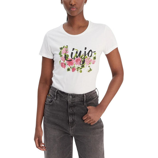 Liu Jo Cremefarbenes Baumwoll-T-Shirt – Produktansicht 1 | Arca Lucia