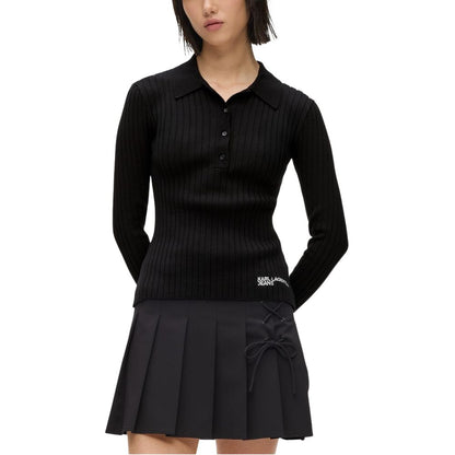 Karl Lagerfeld Schwarzes Langarmshirt aus Viskose