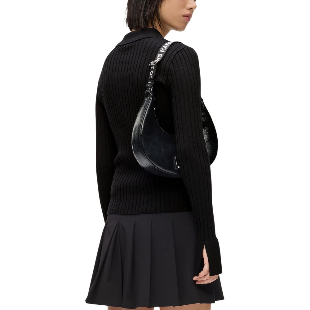 Karl Lagerfeld Schwarzes Langarmshirt aus Viskose