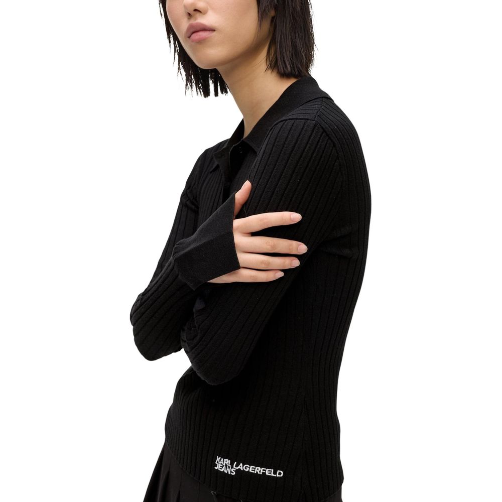 Karl Lagerfeld Schwarzes Langarmshirt aus Viskose
