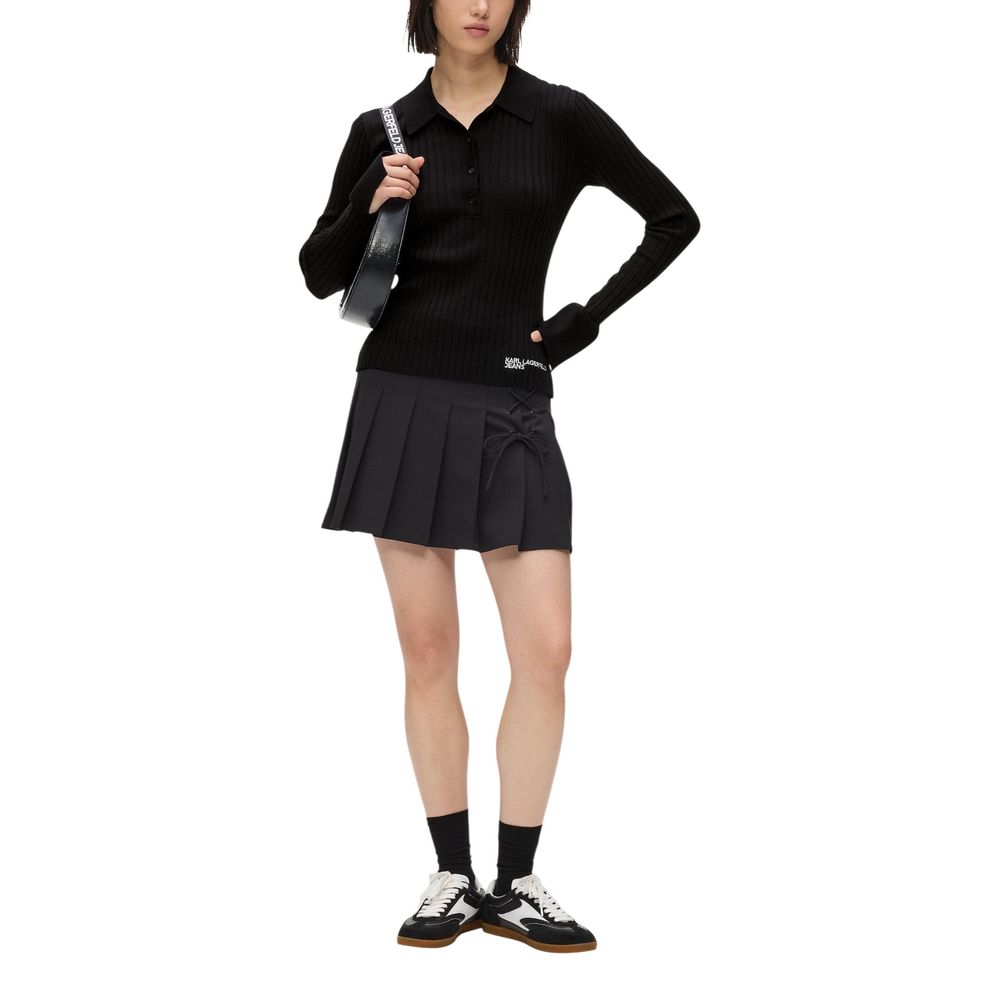 Karl Lagerfeld Schwarzes Langarmshirt aus Viskose