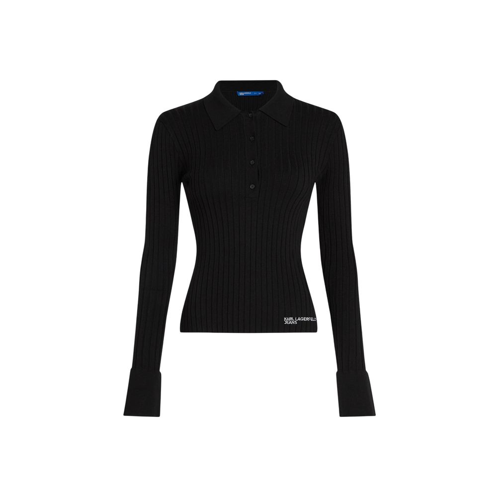 Karl Lagerfeld Schwarzes Langarmshirt aus Viskose
