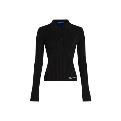 Karl Lagerfeld Schwarzes Langarmshirt aus Viskose