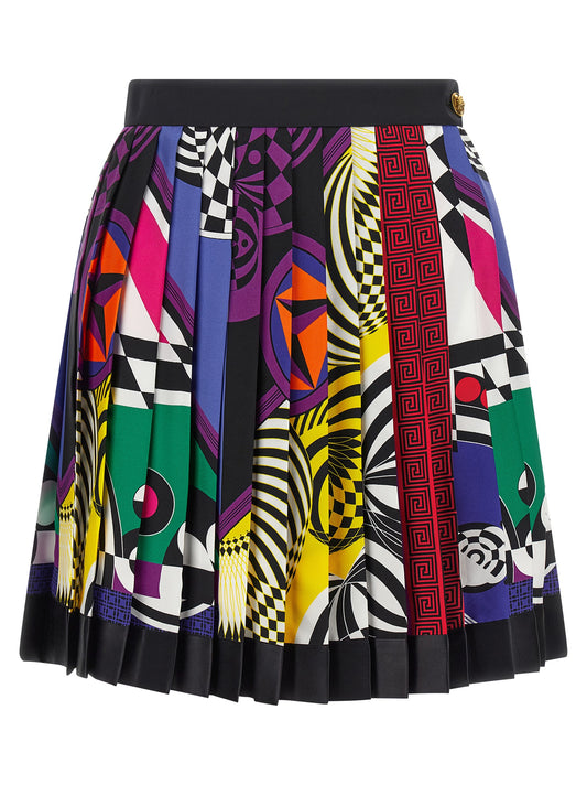 Versace Gonna lunga multicolore in seta