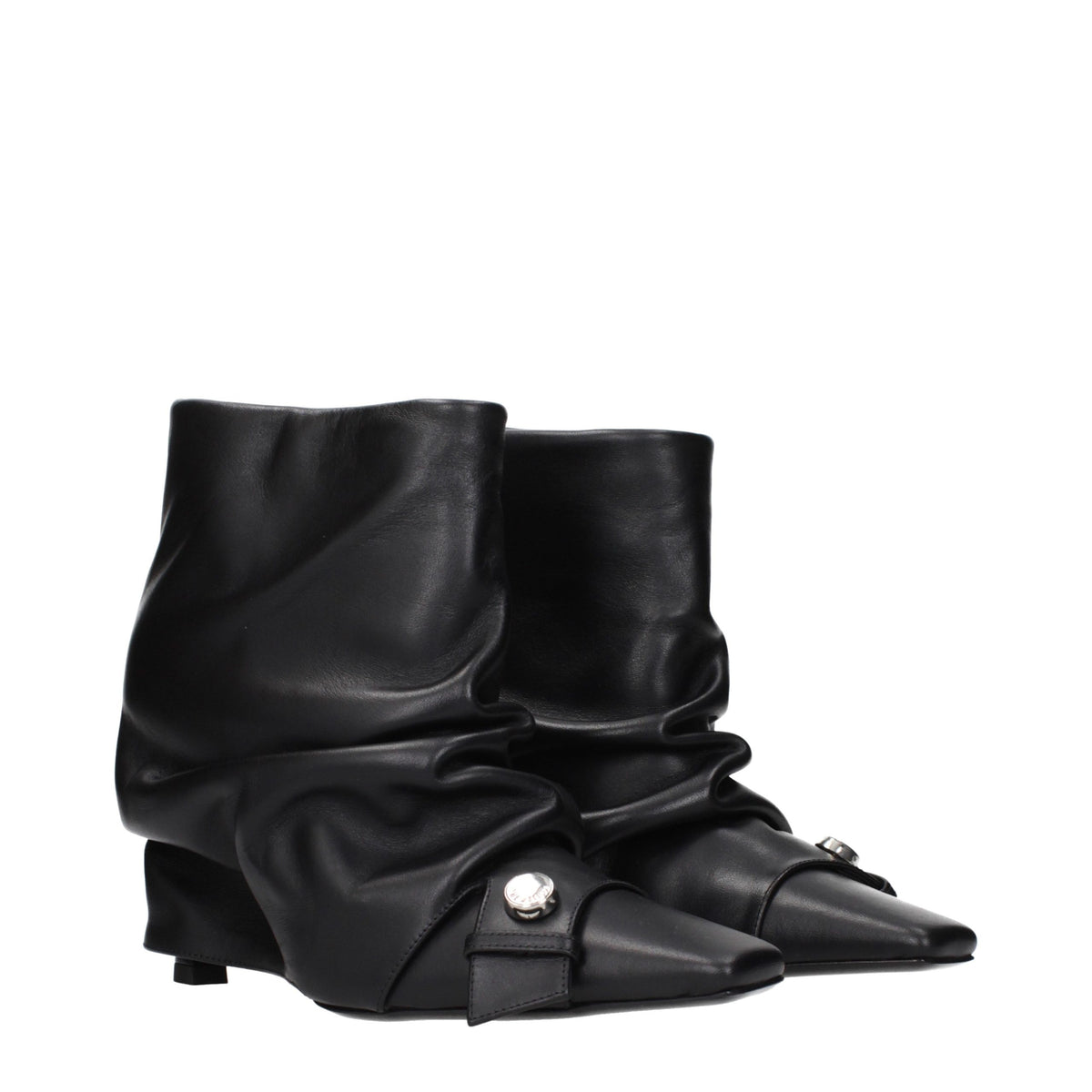 The Attico nero Leder-stivaletti