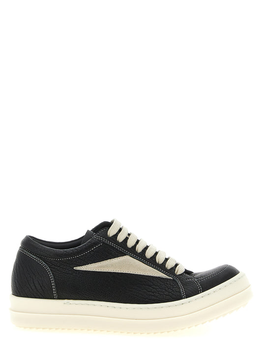 Rick Owens Bicolor Lambskin Low-Top Sneakers