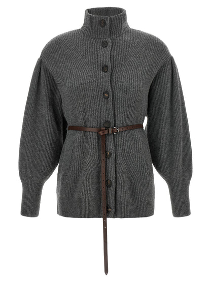 Brunello Cucinelli Grauer Cardigan aus Woll-Kaschmir-Seiden-Mix