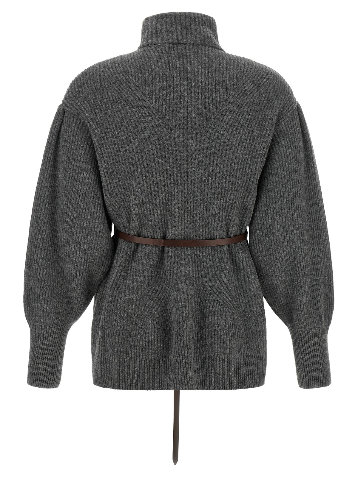 Brunello Cucinelli Grauer Cardigan aus Woll-Kaschmir-Seiden-Mix