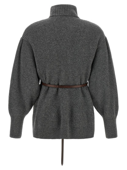 Brunello Cucinelli Grauer Cardigan aus Woll-Kaschmir-Seiden-Mix
