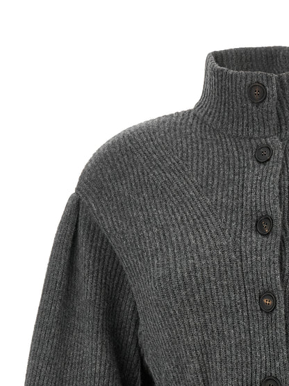 Brunello Cucinelli Grauer Cardigan aus Woll-Kaschmir-Seiden-Mix