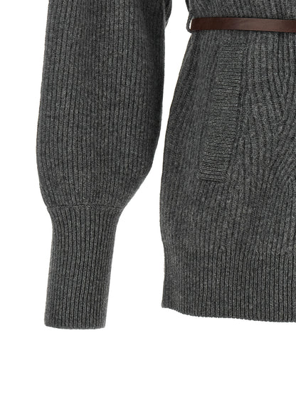 Brunello Cucinelli Grauer Cardigan aus Woll-Kaschmir-Seiden-Mix