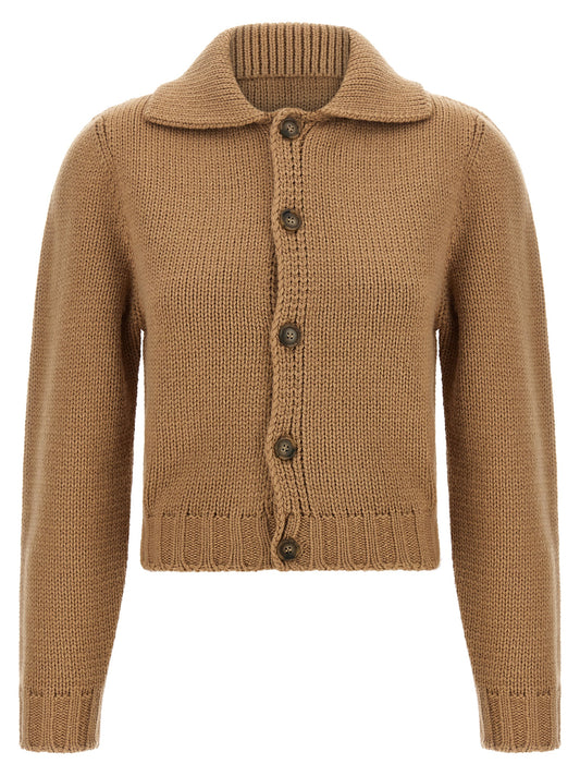 MM6 Maison Margiela Beige Wollstrickjacke