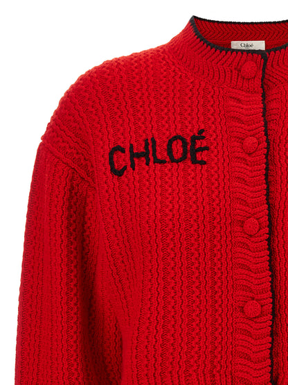 Chloé Roter Wollcardigan
