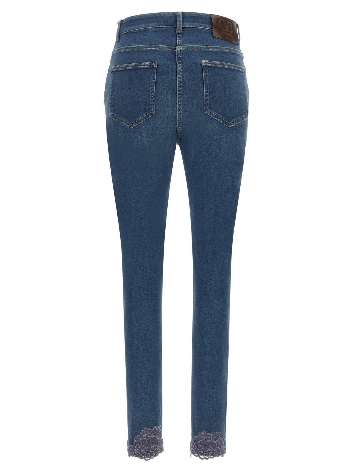 Valentino Garavani Blaue Jeans aus Lammfell mit hoher Taille