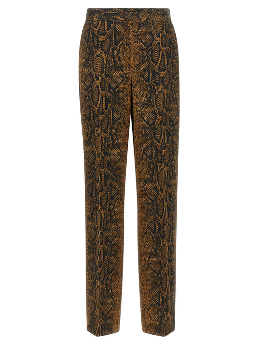 Twinset Braune Hose aus Viskose mit Python-Print